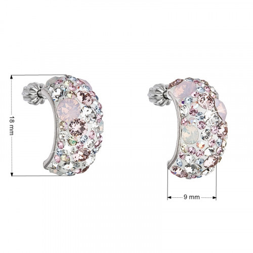 Strieborné skrutkovacie náušnice s kryštálmi Crystals from Swarovski®, Magic Rose