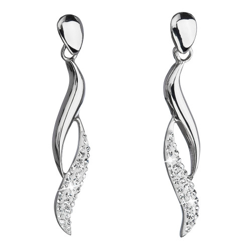 Strieborné náušnice visiace s kryštálmi Crystals from Swarovski®