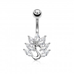 Piercing do pupku páv, číra farba
