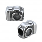 Navliekací oceľový prívesok korálek - fotoaparát