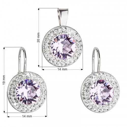 Súprava náušníc a prívesku s kameňmi Crystals from Swarovski® Violet