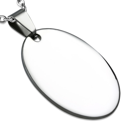 Oceľový prívesok - doštička ovál 25 x 35 mm