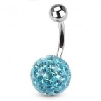 Piercing do pupku s kamienkami Crystals From Swarovski® AQUA