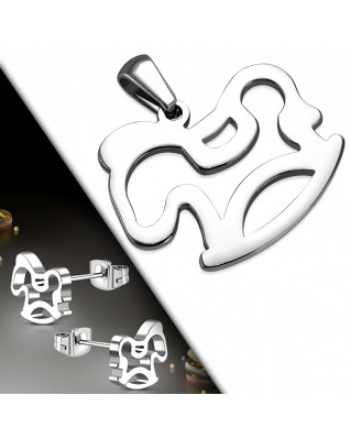 Súprava šperkov z chirurgickej ocele - hojdač koník