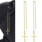 Prevliekacie pozlátené oceľové náušnice s krížikmi