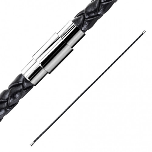 Dvojitý náramok prepletaný čierny, dĺžka 21,5 cm