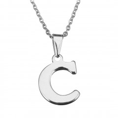 Oceľová retiazka s príveskom iniciála "C"