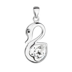 Strieborný prívesok labuť s kameňom Crystals from Swarovski®