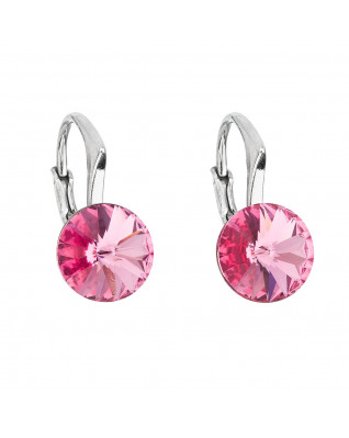 Strieborné náušnice s Crystals from Swarovski® Rose