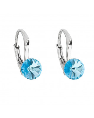 Strieborné náušnice s Crystals from Swarovski® Aquamarine