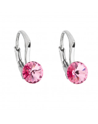 Strieborné náušnice s Crystals from Swarovski® Rose