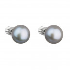 Strieborné náušnice kôstky so šedou riečnou perlou