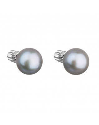 Strieborné náušnice kôstky so šedou riečnou perlou