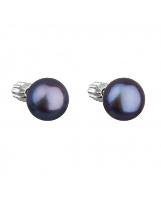 Strieborné náušnice kôstky s modrou riečnou perlou