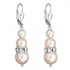 Strieborné náušnice s perličkami Crystals from Swarovski® Rosaline