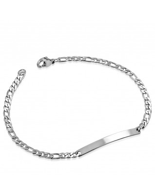 Dámsky oceľový náramok figaro s doštičkou, dĺžka 19 cm