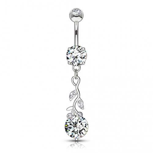 Piercing do pupku kytička, číra farba