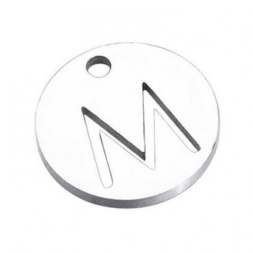 Drobný okrúhly oceľový prívesok - iniciála