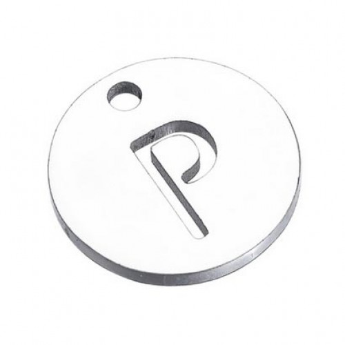 Drobný okrúhly oceľový prívesok - iniciála
