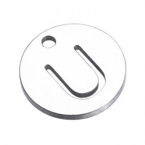 Drobný okrúhly oceľový prívesok - iniciála