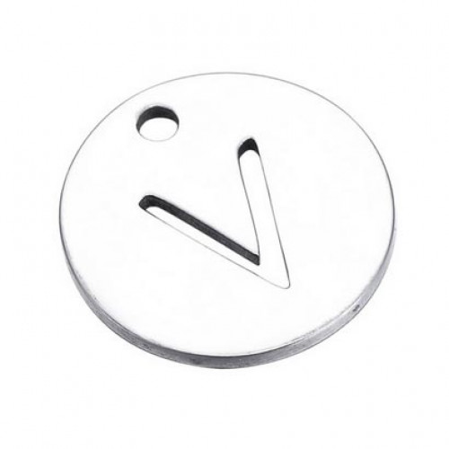 Drobný okrúhly oceľový prívesok - iniciála