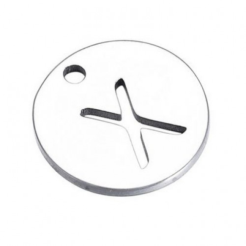 Drobný okrúhly oceľový prívesok - iniciála