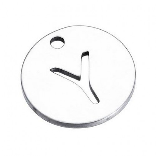 Drobný okrúhly oceľový prívesok - iniciála