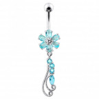 Strieborný piercing do pupku - kvietka
