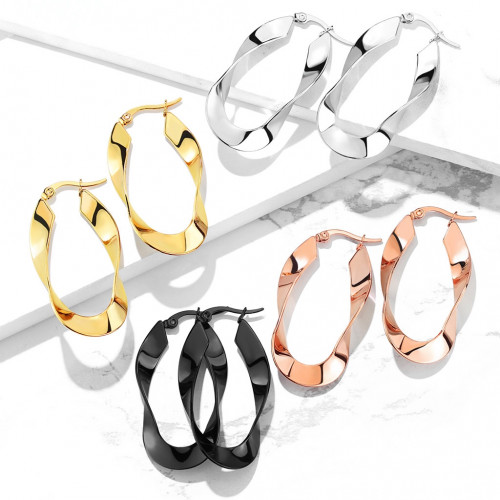 Pozlátené oceľové náušnice kruhy zvlnené