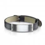 Čierny náramok s oceľovou doštičkou