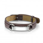 Hnedý náramok s oceľovou doštičkou