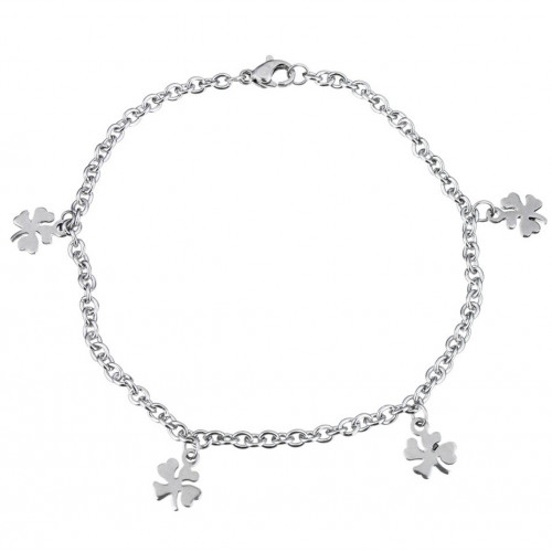 Oceľový náramok na nohu / ruku so štvorlístkami