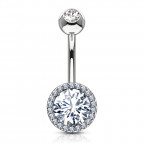 Piercing do pupku s čírymi zirkónmi
