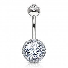 Piercing do pupku s čírymi zirkónmi