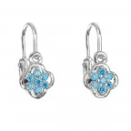 Strieborné detské náušnice, tyrkysová kvietka
