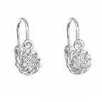 Strieborné detské náušnice kvietky, číre zirkóny