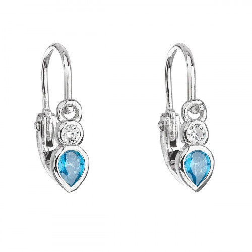 Strieborné detské náušnice, tyrkysové zirkóny