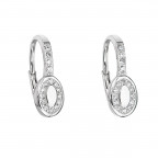 Strieborné dámske náušnice oválky s čírymi zirkónmi