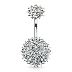 Piercing do pupku s čírymi zirkónmi