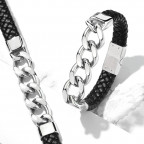 Kožený náramok s reťazou, dĺžka 20 cm