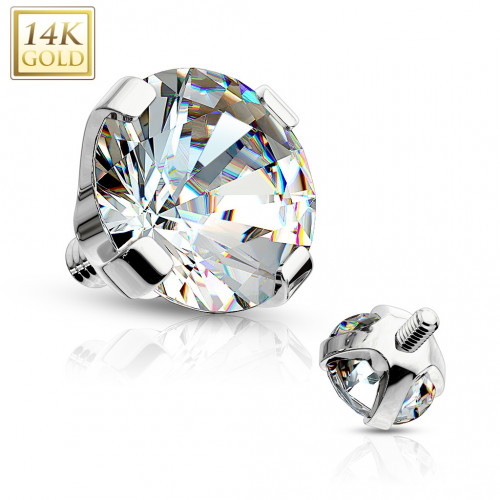 Zlatý piercing - dermál zirkón, Au 585/1000