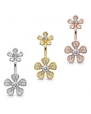 Piercing do pupku s čírymi zirkónmi