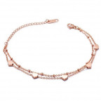 Dvojitý pozlátený oceľový náramok zdobený srdiečkami