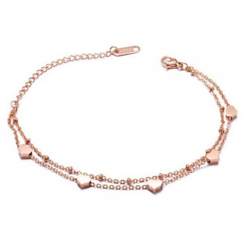 Dvojitý pozlátený oceľový náramok zdobený srdiečkami