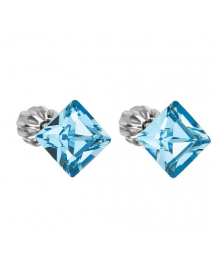 Strieborné náušnice Crystals from Swarovski® Aqua