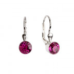 Strieborné náušnice s kryštálmi Crystals from Swarovski® Fuchsia