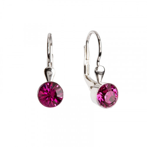 Strieborné náušnice s kryštálmi Crystals from Swarovski® Fuchsia