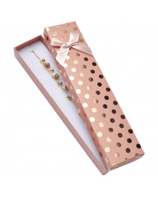 Darčeková krabička na náramok, ružová so zlatými bodkami