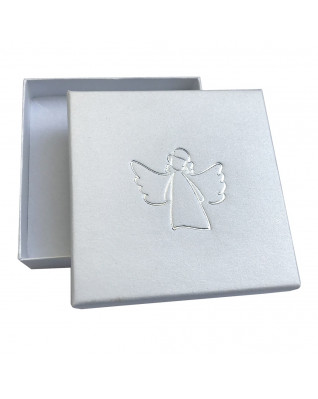 Biela darčeková krabička na súpravu, strieborný anjel