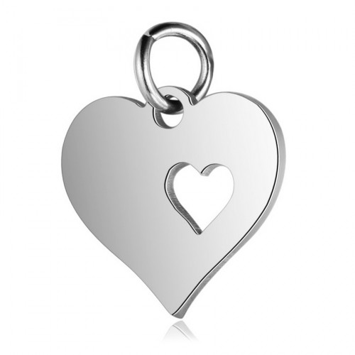 Malý oceľový prívesok s krúžkom - srdiečko